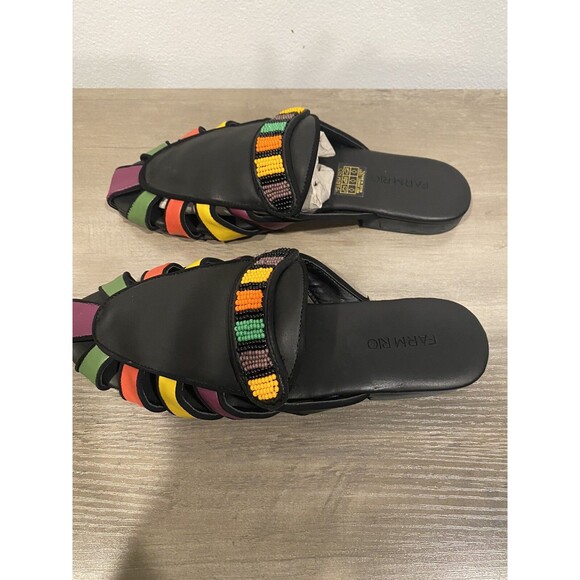FARM Rio Rainbow Beaded Mule Vegan Tropical Vacation Boho Size 7.5 - Picture 8 of 10